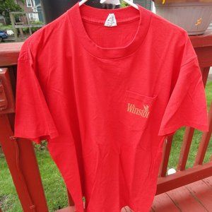 Vtg Winston embroidered Eagle pocket T~90's~cigarettes~Xl